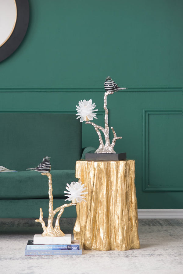 English Elm Aluminum Candle Holder With Elegant Marble Base, Nature-Inspired Design For Modern Home Décor W2078P172360