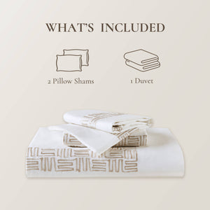 JLA Home Harbor House Blue - 3 Piece Cotton Sateen Embroidered Duvet Set with Gold Greek Fret Border, 300TC, Breathable Luxury 92 L x 104 W x 0.13H HH12-1874