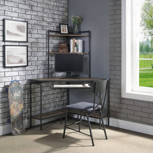 English Elm Antique Oak Sandy Grey Office Chair with KD Metal Legs, 1" Cushion & Cross Back Support—Timeless Comfort B062P209146