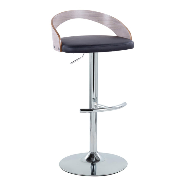 English Elm Grotto Adjustable Barstool Set Of 2 - Modern Swivel Design With Chrome Base, Grey Wood & Faux Leather B202S00914