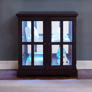 English Elm Led Curio Display Cabinet - Antique Cherry Showcase With Adjustable Shelves, Bluetooth Led Lights & More! W2275P231694