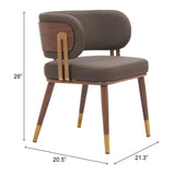 Brew Dining Chair - Set of 2 Brown & Walnut 110326 Zuo Modern