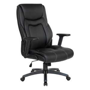 OSP Home Furnishings Exec High Back Bonded Leather Office Chair with Lumbar Support and Pneumatic Lift Black EC93580-EC3