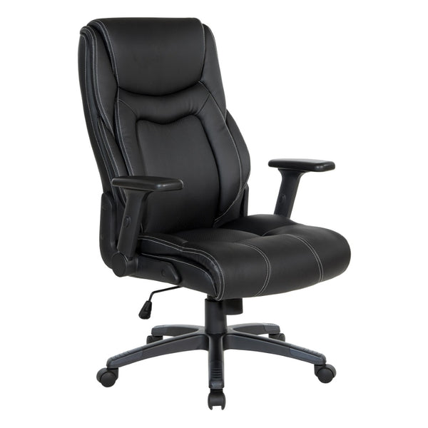 OSP Home Furnishings Exec High Back Bonded Leather Office Chair with Lumbar Support and Pneumatic Lift Black EC93580-EC3