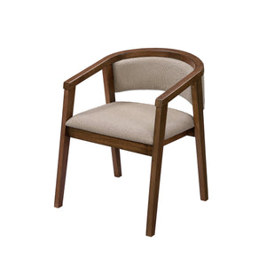 English Elm Christopher Knight Home® - U-shaped Mid-Century Dining Chair with Armrests, Bouclé Upholstery, High-Density Foam Comfort khaki,Walnut N771P331338T