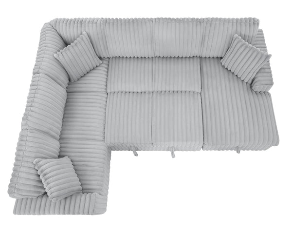 English Elm 122 Plush U-Shape Sectional Sofa Bed with USB Ports, Hidden Storage Chaise & Spacious Armrest Comfort Grey W1417S00079