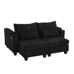 English Elm Convertible Chaise Lounge Sofa Bed With Usb Ports, Hidden Storage, Cup Holders - Stylish & Versatile! N719S002020B