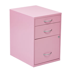 OSP Home Furnishings 22" Pencil, Box, File Cabinet Pink