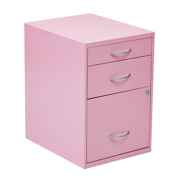 OSP Home Furnishings 22" Pencil, Box, File Cabinet Pink