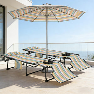 English Elm Outdoor Folding Chaise Lounges Set of Two with Bungee Mesh and Steel Frame T3971P454910