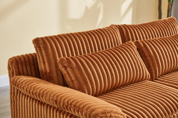 English Elm 74" Corduroy Loveseat Plush 2-seater Sofa with Pillow Arms for Compact Living Spaces Orange W1669P368992