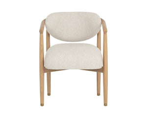 Sunpan SIGRID Dining Armchair - Light Oak Frame, Plush Monument Oatmeal Upholstery for Modern Comfort 112156