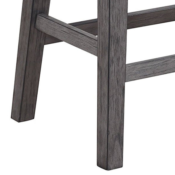 English Elm Wood and Leather Backless Counter Stools with Nailhead Trim for Kitchen Islands Set of 2 B056P417117