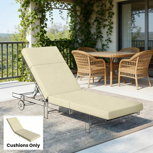 English Elm Outdoor Chaise Lounge Cushion Set Uv Resistant Polyester with Foam Fill for Patio Cream White T3971P475827