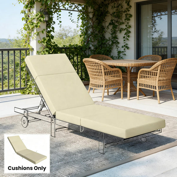 English Elm Outdoor Chaise Lounge Cushion Set Uv Resistant Polyester with Foam Fill for Patio Cream White T3971P475827