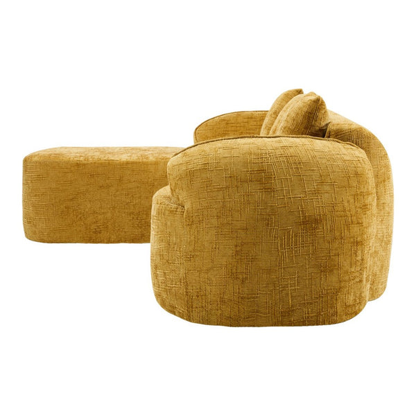 English Elm Yellow Chenille L-Shaped Sofa – Stylish, Space-Saving Comfort With 4 Throw Pillows For Any Room W3612S00019-GIGA