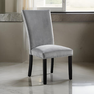 English Elm Koa Gray Polyester Upholstered Dining Chairs Ash Veneer Wood Frame Set of Two B056P416869