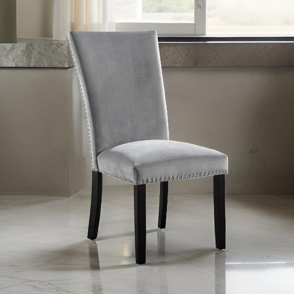 English Elm Koa Gray Polyester Upholstered Dining Chairs Ash Veneer Wood Frame Set of Two B056P416869