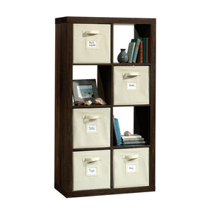English Elm 8-Cube Organizer Brown finish - 8-Compartment Engineered Wood Storage with Removable Bins, 31"x15"x58" B356P402702