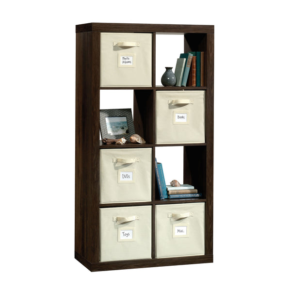 English Elm 8-Cube Organizer Brown finish - 8-Compartment Engineered Wood Storage with Removable Bins, 31"x15"x58" B356P402702