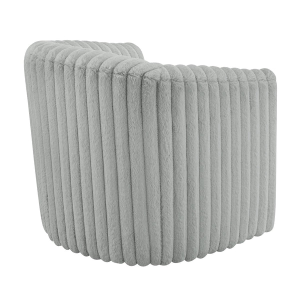 English Elm Alexa Ultra Plush Swivel Barrel Chair in Grey Wide Wale Cord-Like Fabric, Coil Spring Comfort, No Assembly Needed B050P390588