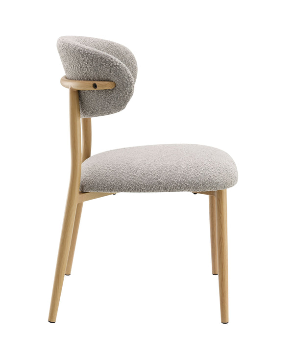 English Elm Modern Luxury Dining Chairs Set of 2 Beige Padded Seat Back Metal Frame Comfortable Stylish Dining Natural+Grey 25 L x 30 W x 22 H B2741P345875