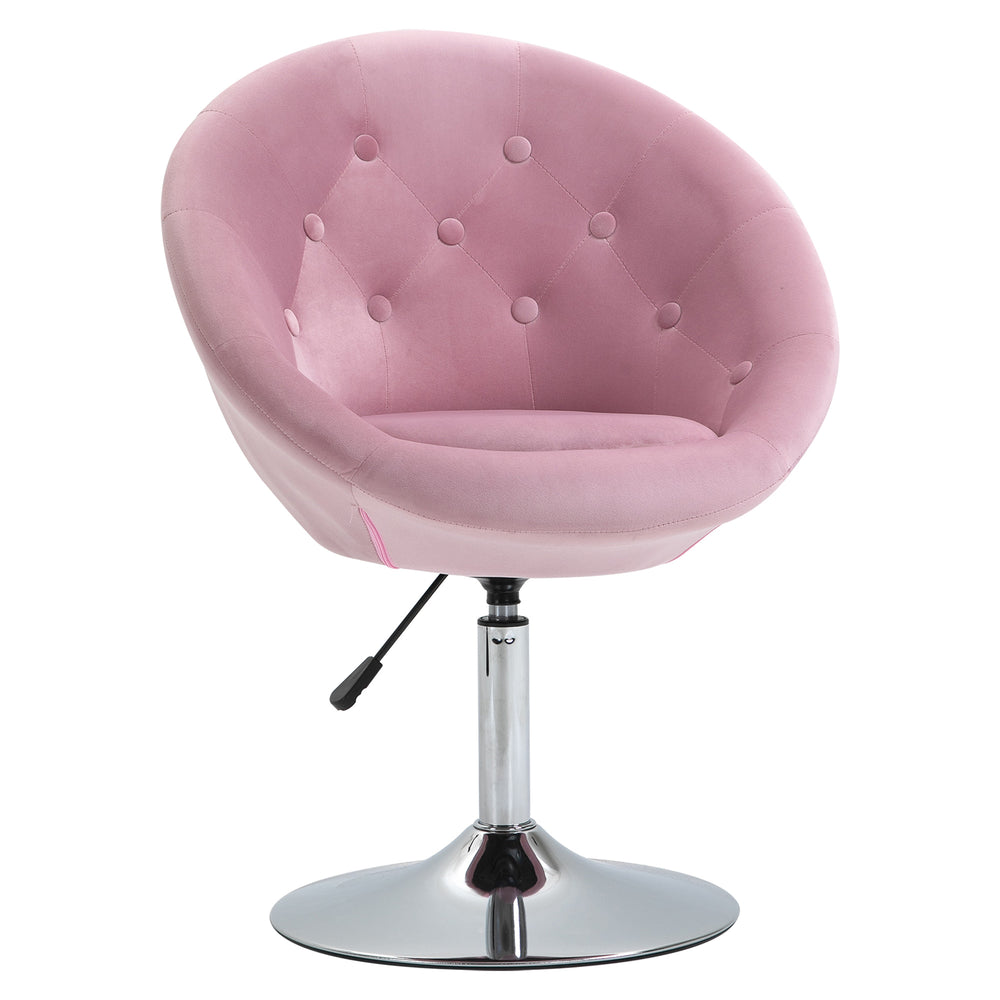 English Elm Homcom Tufted Velvet Swivel Vanity Chair Adjustable Height Chrome Base Bedroom W2225P217433
