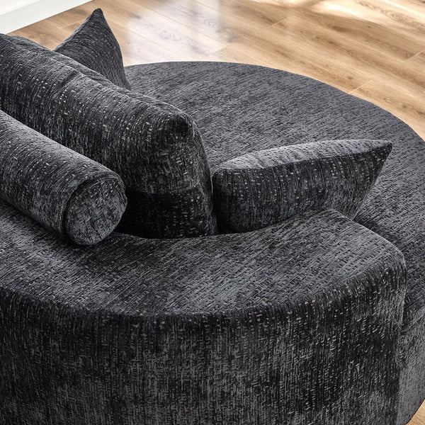 English Elm 55''L Chenille sponge single sofa sleeper chair — no assembly, ultra-soft chenille, plush backrest pillow comfort for living room relaxation Black W834P221028
