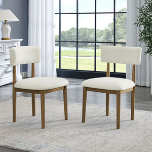 English Elm Dafne Walnut Oak Dining Chairs Set of 2 with Sherpa Padded Seat Open Back B2749P413314