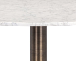 Sunpan Enco Bar Table - Stunning Art Deco Design with Solid Carrara Marble Top and Antique Gold Base Elegance Round - 350W x 35D x 41H