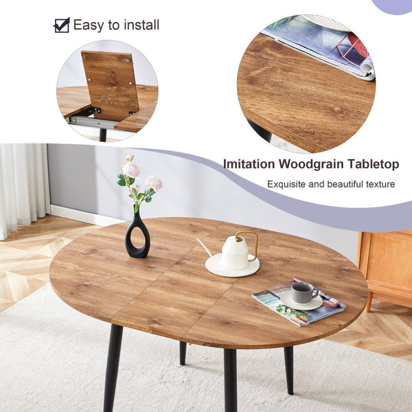 English Elm Table Modern Extendable Dining Set With Plush Chairs - Stylish, Space-Saving Design For Gatherings W1151S03941-GIGA