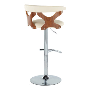 English Elm Contemporary Swivel Barstools with Cut-out Back Faux Leather Seat and Wood Accents Set B202S00878