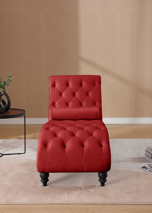 English Elm Classical Velvet Tufted Recliner Armchair with Nailhead Trim and Solid Wood Frame Red W2795P448684