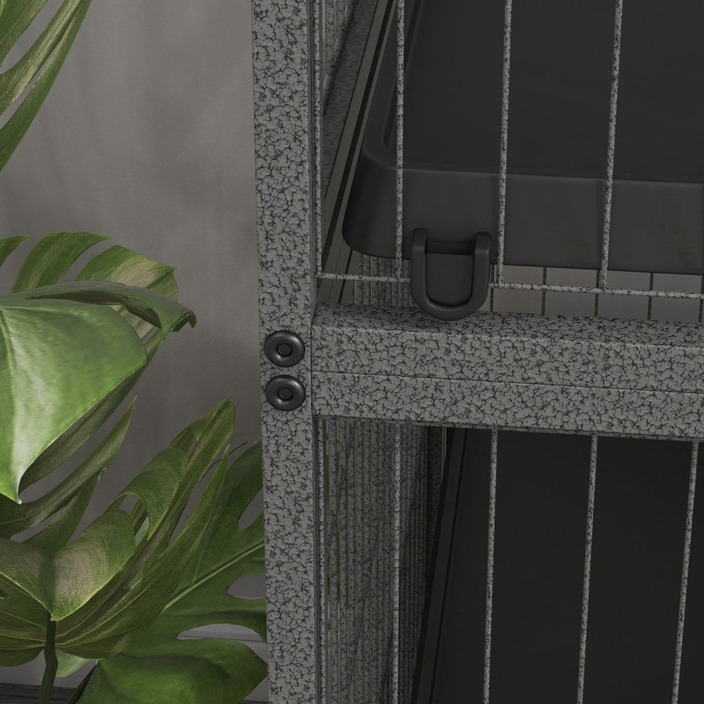 English Elm PawHut 50" 5-Tier Small Animal Cage with Hammock, Heavy-Duty Steel, 4 Doors, Removable Tray, Gray W2225P200802