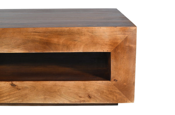 English Elm Solid Wood Handcrafted Square Coffee Table with Storage for Modern Living Rooms B024P304063