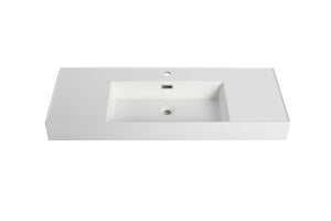 English Elm 48 Resin 48 Inch Gel-Coated Bathroom Vanity Basin Top White – Durable Scratch-Resistant Modern Design W1972P186775