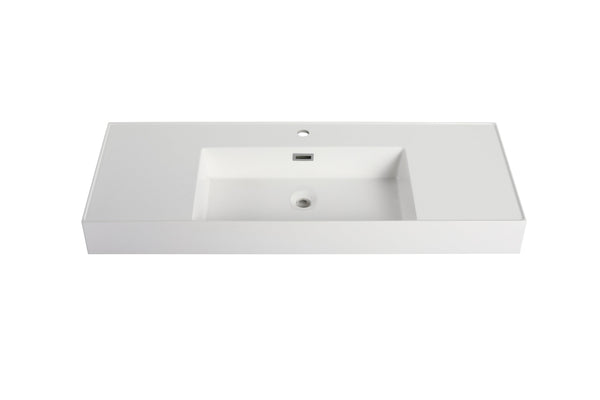 English Elm 48 Resin 48 Inch Gel-Coated Bathroom Vanity Basin Top White – Durable Scratch-Resistant Modern Design W1972P186775