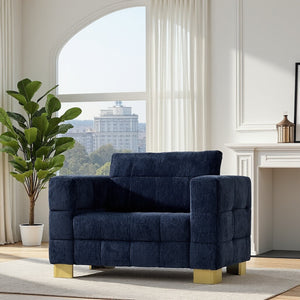 English Elm Fx-p54-1s-rb Plush Polyester Accent Chair with Gold Metal Legs for Modern Interiors W576S00171