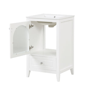 English Elm 20" Modern Bathroom Vanity With Sink, Soft-Close Glass Door, Drawer, Stylish Compact Design N725P185457K