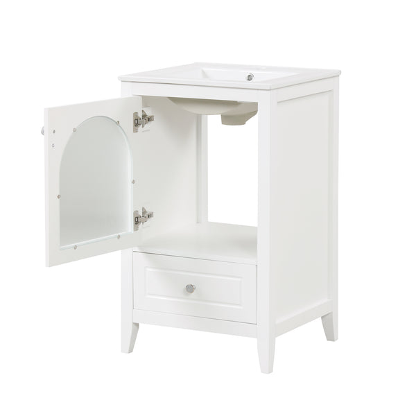 English Elm 20" Modern Bathroom Vanity With Sink, Soft-Close Glass Door, Drawer, Stylish Compact Design N725P185457K
