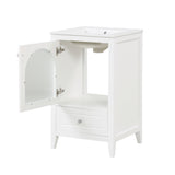 English Elm 20" Bathroom Vanity With Sink, Bathroom Cabinet With Soft Closing Glass Door, A Drawer, White