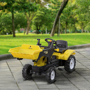 English Elm Aosom Kids Pedal Excavator Ride on Toy with Working Front Loader Digger for Toddlers W2225P217066