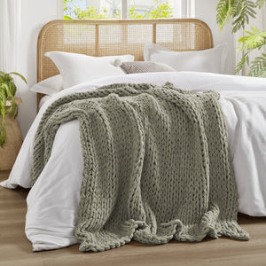 JLA Home Madison Park - Hand double-knitted throw blanket — ultra-soft, OEKO-TEX certified acrylic, modern boho accent for year-round comfort Grey MP50-6136