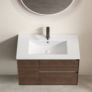 English Elm 30 Inch Ceramic Integrated Vanity Sink Top Glossy White Oval Basin with Overflow W3402P324603