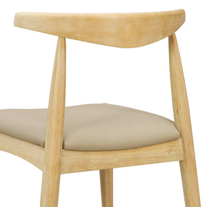 English Elm [video] 5-piece Mid-century Dining Set Rubberwood Frame Faux Leather Chairs Kitchen N759S006011E