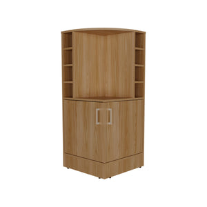 English Elm Jakes 42" Tall Corner Bar Cabinet with 8 Bottle Cubbies, Double Doors and Space-Saving Design Oak 30.5 L x 59 W x 12 H B200P253729