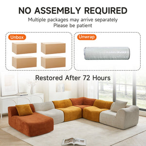 English Elm Modular Teddy Fleece Cloud Sectional Legless Sofa for Living Room Apartment W1765S00128