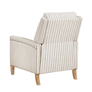 English Elm Classic Farmhouse Push-Back Recliner Chair with Striped Fabric, Nailhead Trim, Solid Wood Frame, 300lb Capacity B011P396186