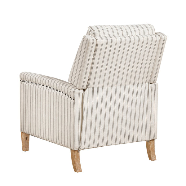 English Elm Classic Farmhouse Push-Back Recliner Chair with Striped Fabric, Nailhead Trim, Solid Wood Frame, 300lb Capacity B011P396186