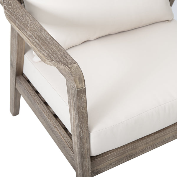 English Elm Outdoor Acacia Wood Club Chair Deep Seating Woven Back Patio Lounge Resort Style N780P171149B